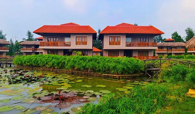 Hotel Sonar Bangla Sundarban swimming pool area and relaxed open courtyard